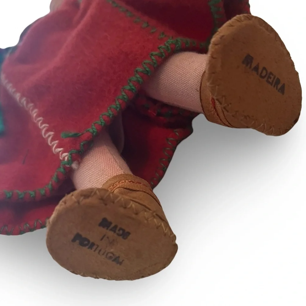 Handcrafted Red Doll with Green Accents